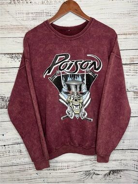 Razor Wine-Red Poison Skull Crewneck Sweatshirt